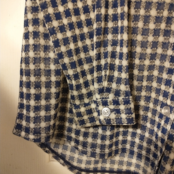 CAbi sheer plaid button down blouse - Picture 3 of 5